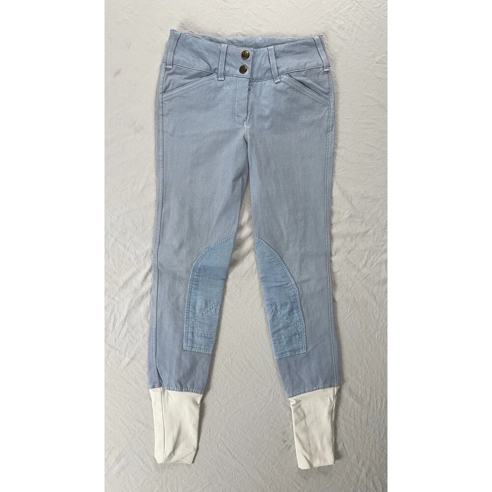 Tuff Rider Sierra Knee Patch Equestrian Breeches In Cadet Blue Women's Size 24